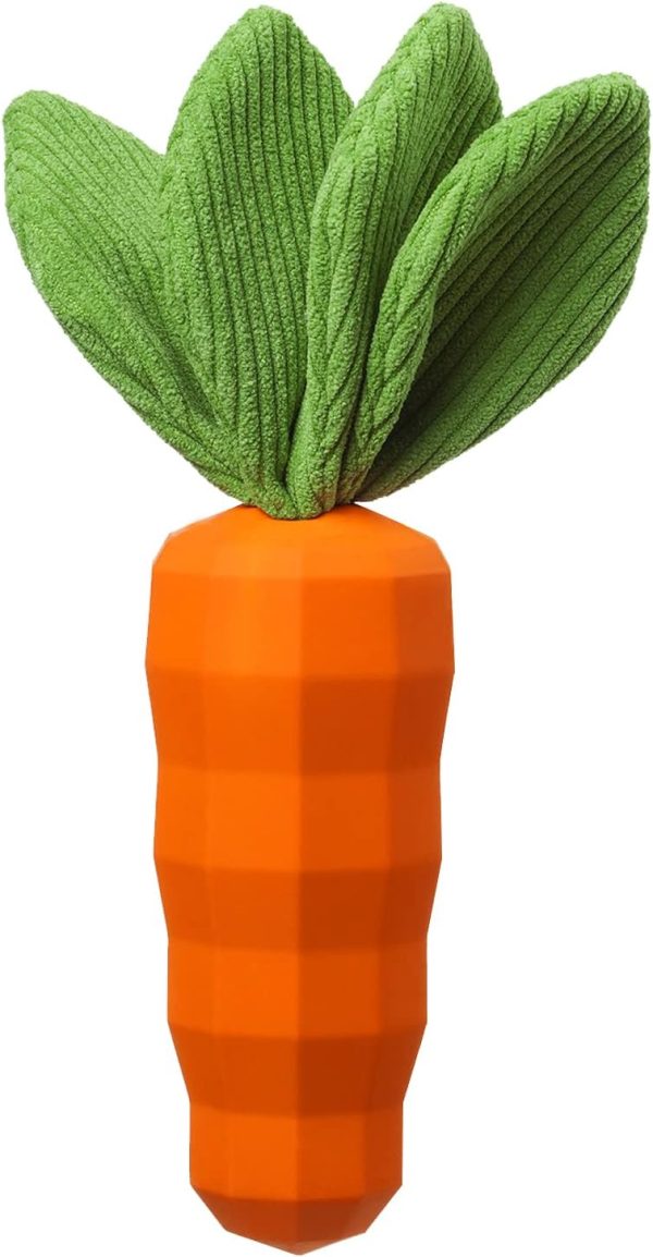 Dog Squeaky Chew Toys for Aggressive Chewers, Rubber Carrot Dog Toys for Training and Cleaning, Durable Interactive Tough Dog Toy for Puppy Medium Dogs