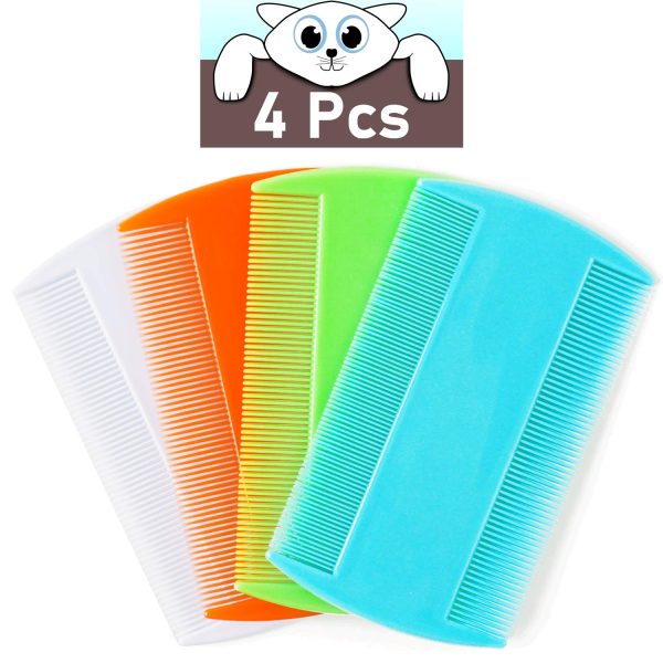 Flea Comb for Cats, 4 Pcs Lice Comb for Dogs, Double Sided Cat Comb for Short Hair of Pets or Humans by