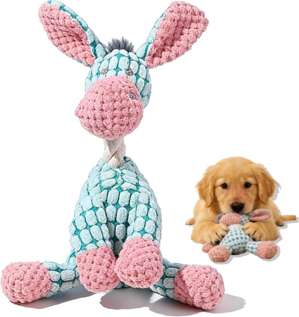 Best Pet Dog Squeak Toys,High-Elastic Soft Fabric Stress-Relief Plush Toy for Dogs,Indoor Interactive Chew Toy,Suitable for Small and Medium-Sized Dogs.Keep Them Active and Busy (Pinkish Blue)