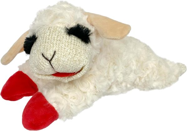 Lamb Chop Dog Plush Toy - Squeaky Toy for Small & Medium Dogs - Extra Soft Plush - Stuffed Animal for Cuddling & Playing (10", Cream, 5 Squeakers)