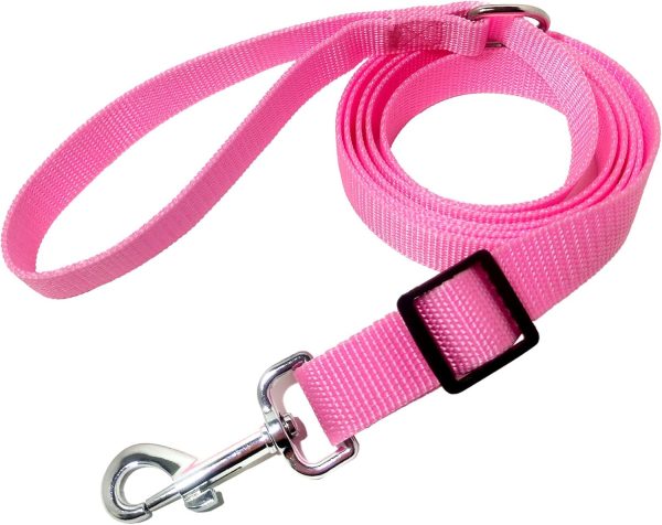 6FT/ 10FT Adjustable Dog Leash, Nylon Dog Leashes for Medium Large Dogs (10FT, Pink)